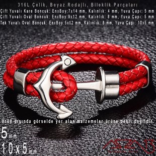 316L Çelik, Kare Çift Delik / Yassı Oval Çift Delik / Yassı Oval Tek Delik, Bileklik Ara Boncuk / 1 Adet
