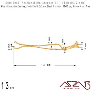 Altın ve Rose Altın Kaplamalı, Asansör (Stopper) Kilitli Bileklik Zinciri