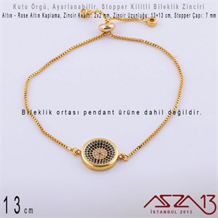 Altın ve Rose Altın Kaplamalı, Asansör (Stopper) Kilitli Bileklik Zinciri