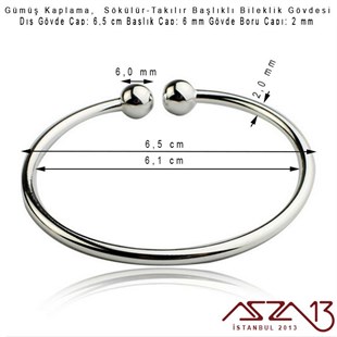 Gümüş Kaplama, Sökülür-Takılır Başlıklı Bileklik Gövdesi