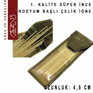 Rodyum Başlı Süper İnce Boncuk İğnesi / Paket İçeriği 10 Adet