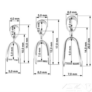 Boyunlu Kolye Klipsi / Gümüş Kaplama / 14 - 17 - 20 mm Se