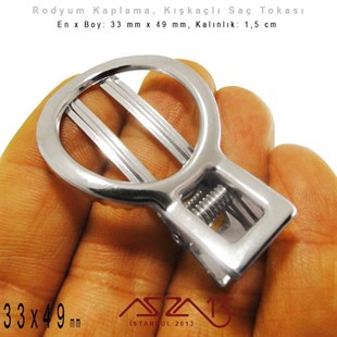 Rodyum Kaplamalı - 33 x 49 cm - Yaylı Saç Tokası / 1 Adet