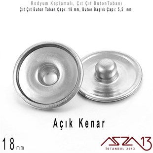 Rodyum Kaplamalı - 18 mm, Çıt Çıt Yuva Buton Altlığı / 4 Adet