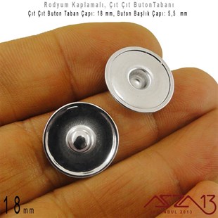 Rodyum Kaplamalı - 18 mm, Çıt Çıt Yuva Buton Altlığı / 4 Adet