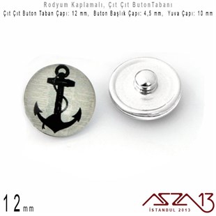 Rodyum Kaplamalı - 12 mm, Çıt Çıt Yuva Buton Altlığı (Kapalı Kenar) / 4 Adet