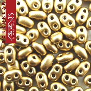 65 Adet 2,5x5 mm Metalik 2X Altın Renkli Twin Cam Boncuk (3,8 gr)