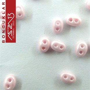 65 Adet 2,5x5 mm Metalik Şeker Pembe Renkli Twin Cam Boncuk (3,8 gr)