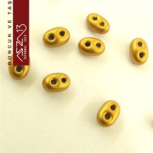 65 Adet 2,5x5 mm Metalik 2X Koyu Altın Renkli Twin Cam Boncuk (3,8 gr)