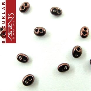 65 Adet 2,5x5 mm Metalik Bronz Renkli Twin Cam Boncuk (3,8 gr)