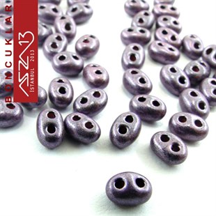 65 Adet 2,5x5 mm Metalik Koyu Eflatun Renkli Twin Cam Boncuk (3,8 gr)