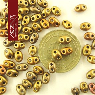 65 Adet 2,5x5 mm Metalik İris Renkli Twin Cam Boncuk (3,8 gr)