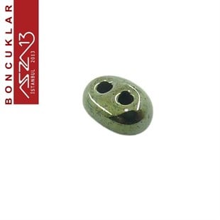 65 Adet 2,5x5 mm Metalik Yosun Yeşil Renkli Twin Cam Boncuk (3,8 gr)