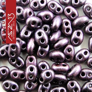 65 Adet 2,5x5 mm Metalik Koyu Eflatun Renkli Twin Cam Boncuk (3,8 gr)