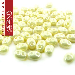65 Adet 2,5x5 mm Metalik Krem Renkli Twin Cam Boncuk (3,8 gr)