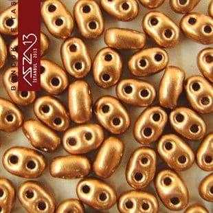 65 Adet 2,5x5 mm Metalik Açık Bakır Renkli Twin Cam Boncuk (3,8 gr)