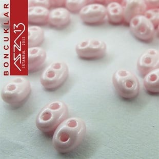 65 Adet 2,5x5 mm Metalik Şeker Pembe Renkli Twin Cam Boncuk (3,8 gr)