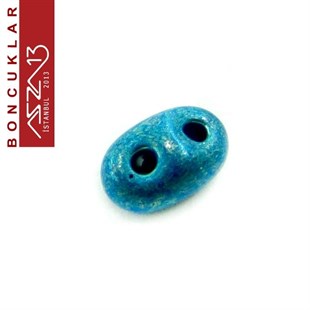 65 Adet 2,5x5 mm Metalik Turkuaz Renkli Twin Cam Boncuk (3,8 gr)