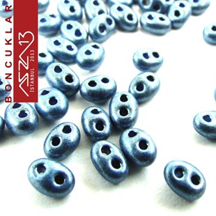 65 Adet 2,5x5 mm Metalik Petrol Mavisi Renkli Twin Cam Boncuk (3,8 gr)