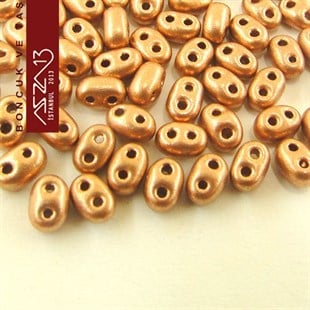 65 Adet 2,5x5 mm Metalik Açık Bakır Renkli Twin Cam Boncuk (3,8 gr)