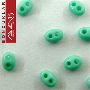 65 Adet 2,5x5 mm Yeşil Renkli Twin Cam Boncuk (3,8 gr)
