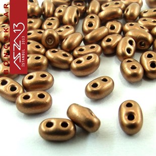 65 Adet 2,5x5 mm Metalik Bakır Renkli Twin Cam Boncuk (3,8 gr)