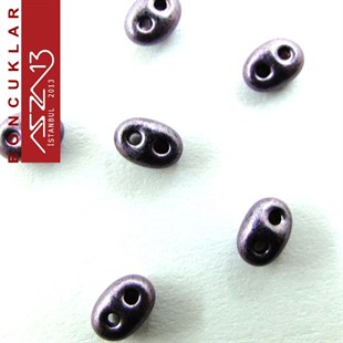 65 Adet 2,5x5 mm Metalik Koyu Eflatun Renkli Twin Cam Boncuk (3,8 gr)