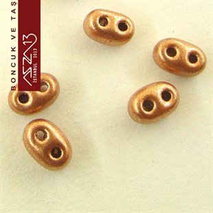 65 Adet 2,5x5 mm Metalik Açık Bakır Renkli Twin Cam Boncuk (3,8 gr)