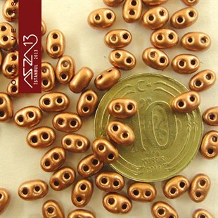 65 Adet 2,5x5 mm Metalik Açık Bakır Renkli Twin Cam Boncuk (3,8 gr)