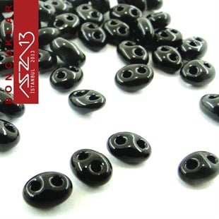 65 Adet 2,5x5 mm Metalik Siyah Renkli Twin Cam Boncuk (3,8 gr)