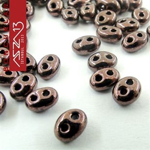65 Adet 2,5x5 mm Metalik Bronz Renkli Twin Cam Boncuk (3,8 gr)