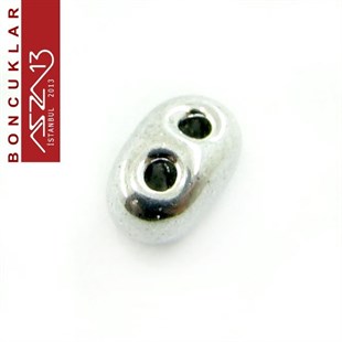 65 Adet 2,5x5 mm Metalik Rodyum Renkli Twin Cam Boncuk (3,8 gr)