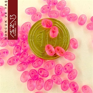 65 Adet 2,5x5 mm Neon Pembe Renkli Twin Cam Boncuk (3,8 gr)