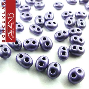 65 Adet 2,5x5 mm Metalik Mor Renkli Twin Cam Boncuk (3,8 gr)