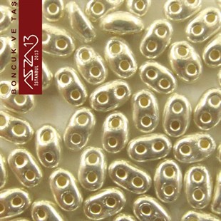 65 Adet 2,5x5 mm Metalik 2X Parlak Gümüş Renkli Twin Cam Boncuk (3,8 gr)