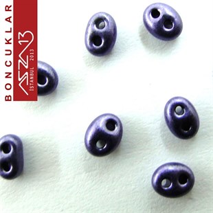 65 Adet 2,5x5 mm Metalik Mor Renkli Twin Cam Boncuk (3,8 gr)