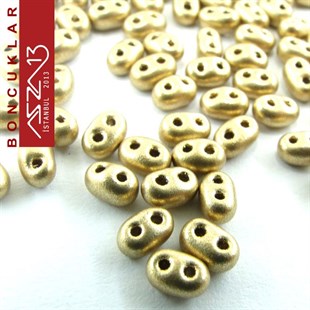 65 Adet 2,5x5 mm Metalik 2X Altın Renkli Twin Cam Boncuk (3,8 gr)