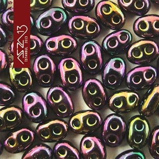 65 Adet 2,5x5 mm Metalik Janjanlı Mor Renkli Twin Cam Boncuk (3,8 gr)