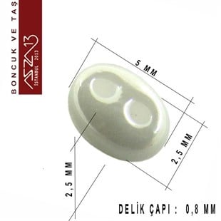 65 Adet 2,5x5 mm Metalik Beyaz Renkli Twin Cam Boncuk (3,8 gr)