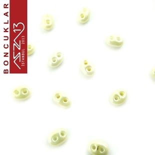 65 Adet 2,5x5 mm Metalik Krem Renkli Twin Cam Boncuk (3,8 gr)