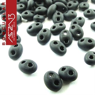 65 Adet 2,5x5 mm  Siyah Renkli Twin Cam Boncuk (3,8 gr)