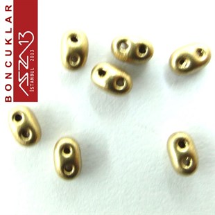 65 Adet 2,5x5 mm Metalik 2X Altın Renkli Twin Cam Boncuk (3,8 gr)