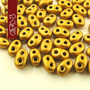 65 Adet 2,5x5 mm Metalik 2X Koyu Altın Renkli Twin Cam Boncuk (3,8 gr)