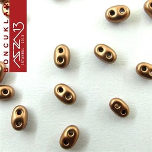 65 Adet 2,5x5 mm Metalik Bakır Renkli Twin Cam Boncuk (3,8 gr)