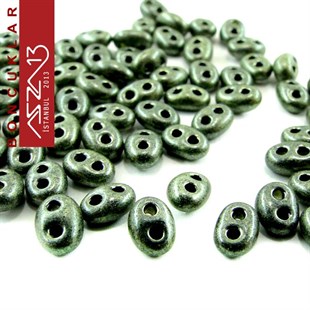65 Adet 2,5x5 mm Metalik Petrol Yeşili Renkli Twin Cam Boncuk (3,8 gr)
