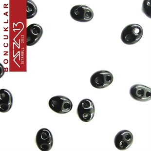 65 Adet 2,5x5 mm Metalik Siyah Renkli Twin Cam Boncuk (3,8 gr)