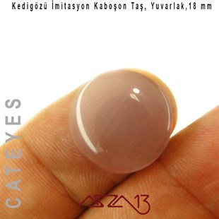 Eflatun Renk Kedigözü 18/4 mm Yuvarlak İmitasyon Cam Kaboşon / Paket İçeriği 1 Adet