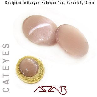 Eflatun Renk Kedigözü 18/4 mm Yuvarlak İmitasyon Cam Kaboşon / Paket İçeriği 1 Adet