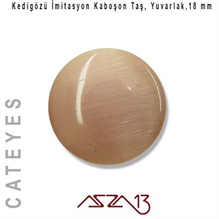 Eflatun Renk Kedigözü 18/4 mm Yuvarlak İmitasyon Cam Kaboşon / Paket İçeriği 1 Adet