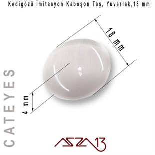 Eflatun Renk Kedigözü 18/4 mm Yuvarlak İmitasyon Cam Kaboşon / Paket İçeriği 1 Adet